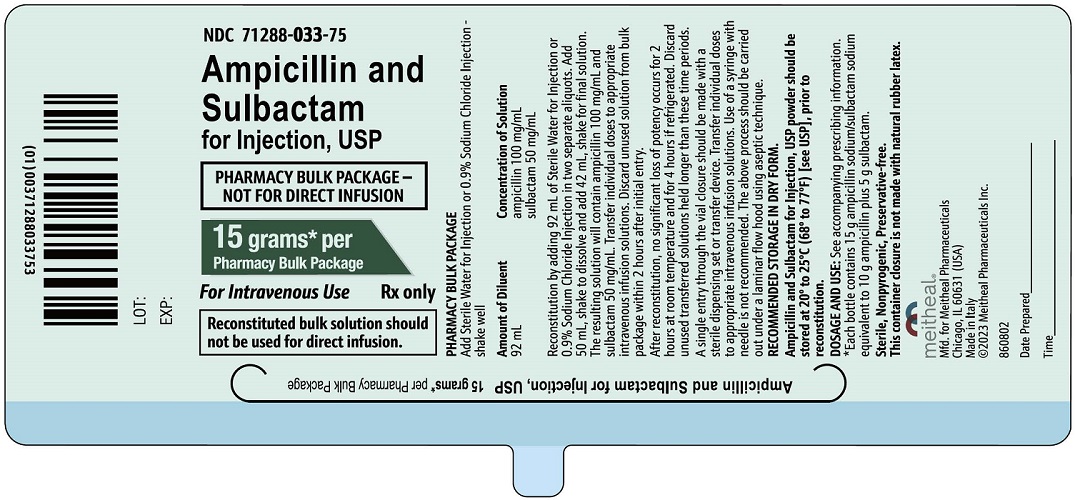 Principal Display Panel – Ampicillin and Sulbactam for Injection, USP 15 gram Bottle Label
