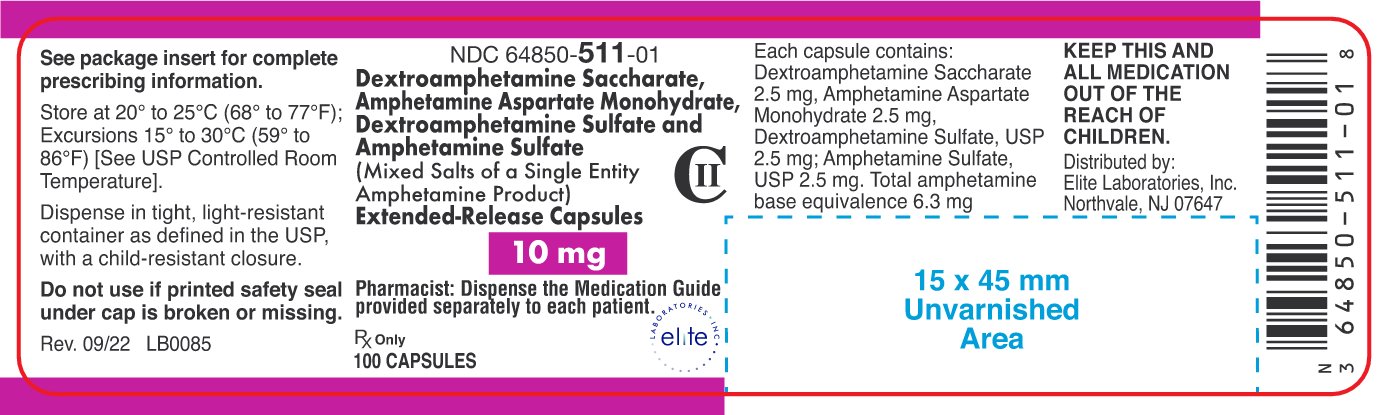 Amphetamine ER Cap 10mg Container Label