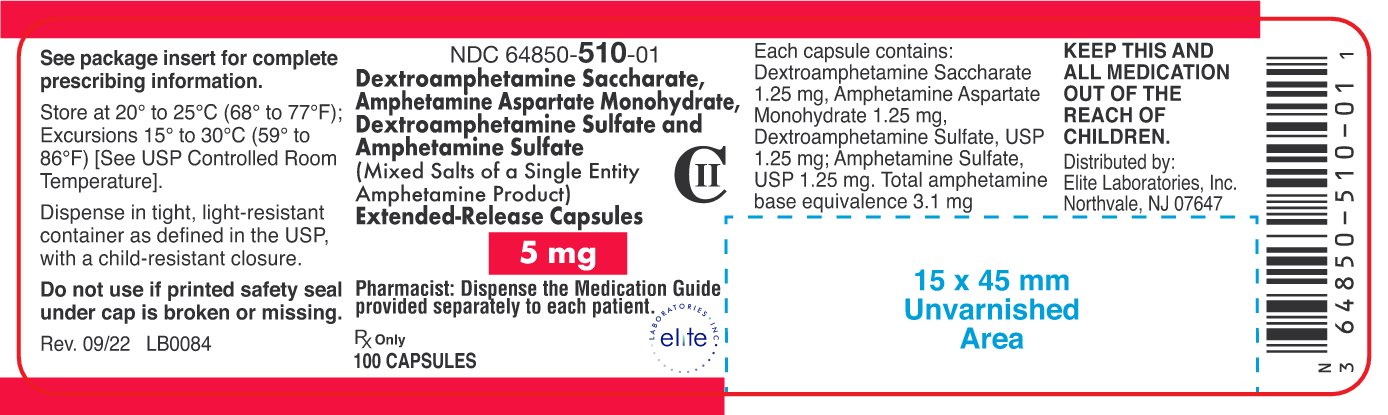 Amphetamine ER Cap 5mg Container Label