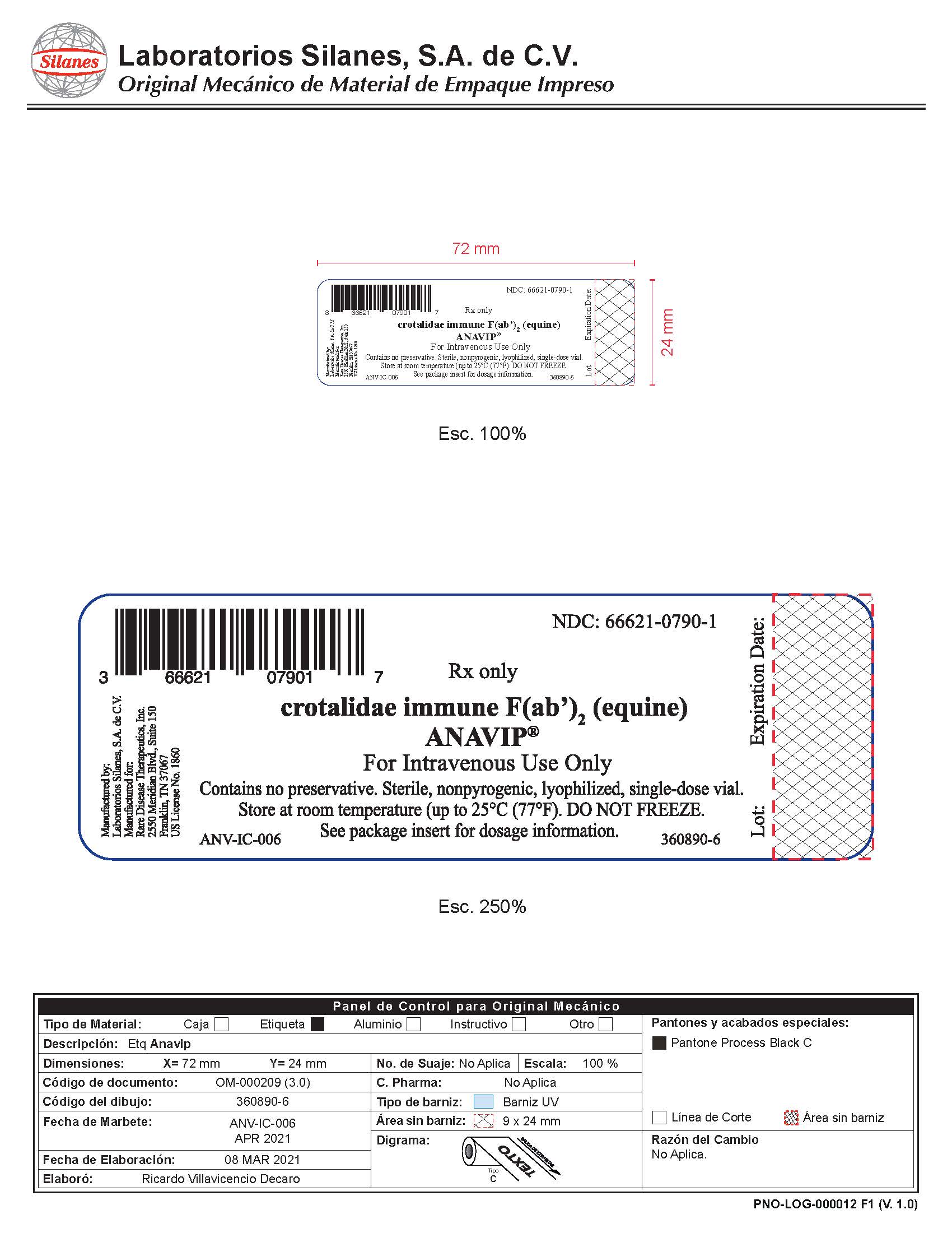 Anavip Vial Label