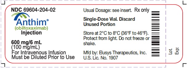 600 mg/6 mL Vial Label