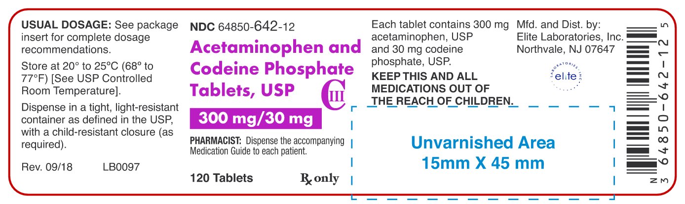 Acetaminophen and Codeine 300mg/30mg Tablet label