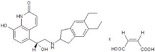 Structural formula for indacaterol maleate, the active component of Arcapta Neohaler.