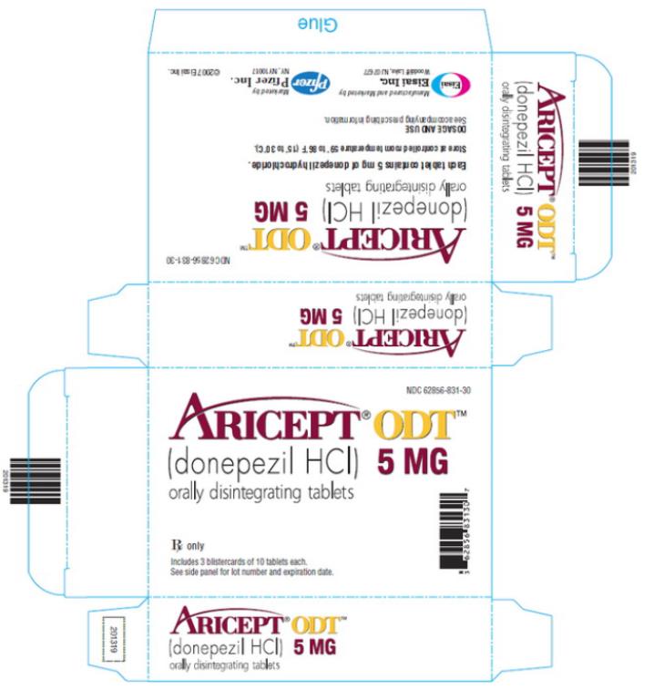 NDC 62856-831-30

ARICEPT® ODT™
(donepezil HCl) 5 MG
orally disintegrating tablets
