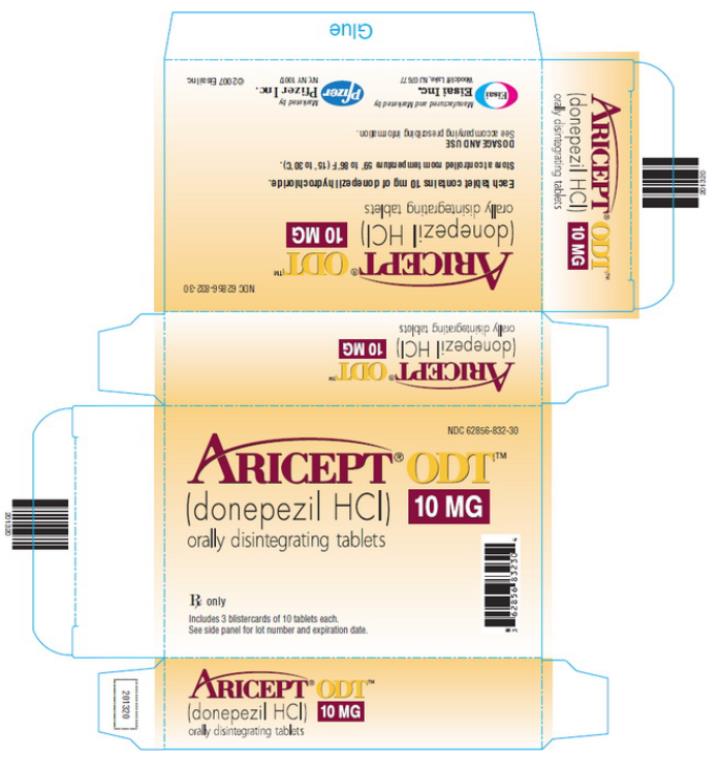 NDC 62856-832-30

ARICEPT® ODT™
(donepezil HCl) 10 MG
orally disintegrating tablets
