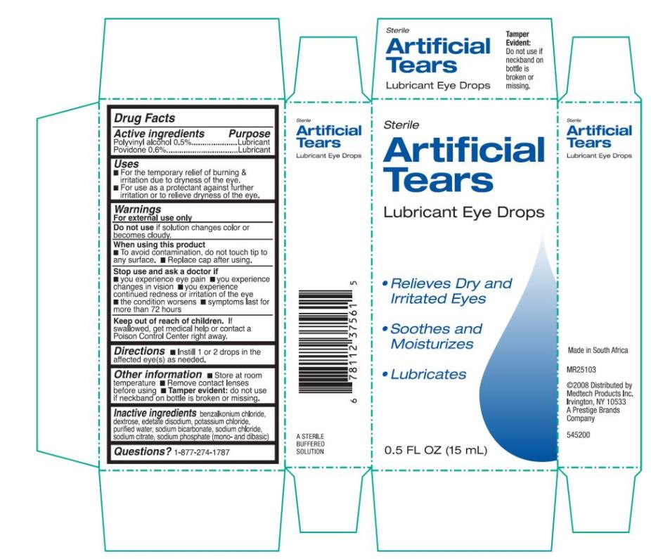 Sterile
Artificial Tears 
Lubricant Eye Drops
0.5 FL OZ (15 mL)
