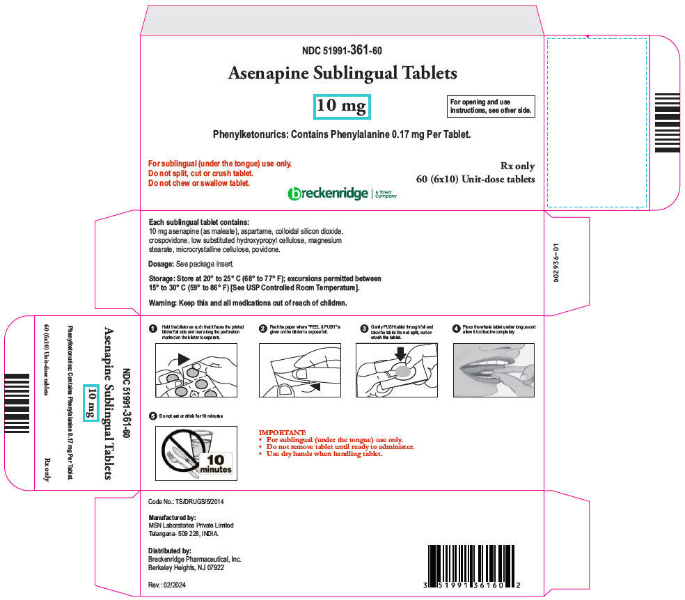 PRINCIPAL DISPLAY PANEL - 10 mg Tablet Blister Pack Box - 51991-361