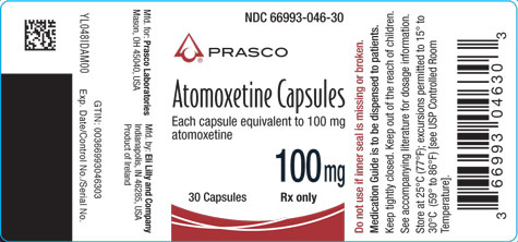 PACKAGE LABEL - Atomoxetine 100 mg bottle of 30
