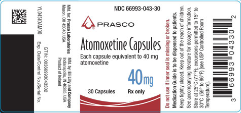 PACKAGE LABEL - Atomoxetine 40 mg bottle of 30
