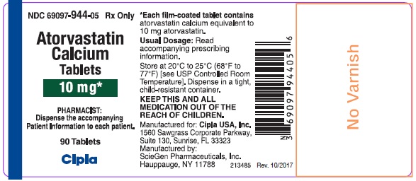 Atorvastatin Calcium Tablets 10 mg-1000 Tablets label