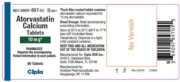 Atorvastatin Calcium Tablets 10 mg-90 Tablets label