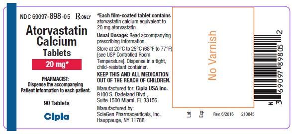 Atorvastatin Calcium Tablets 20 mg-90 Tablets label