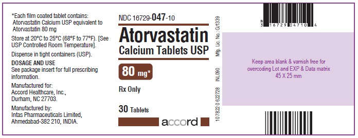 Atorvastatin Calcium Tablets – 80 mg 30 Bottle Carton