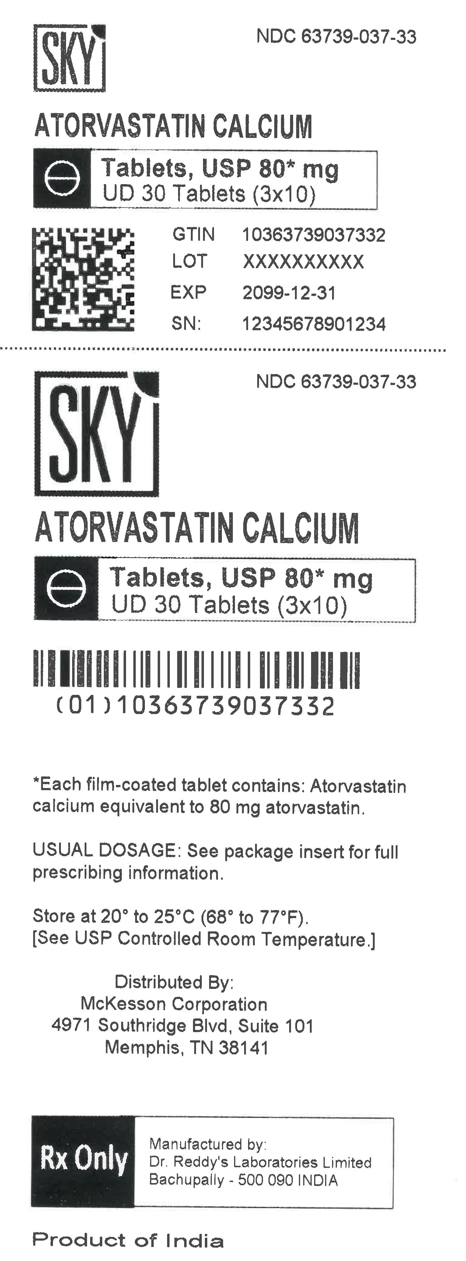 Atorvastatin Calcium Tablets, USP 80 mg