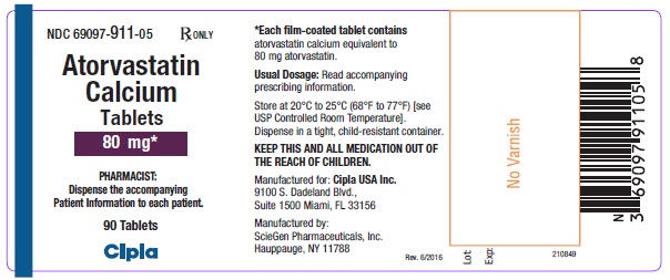 Atorvastatin Calcium Tablets 80 mg-90 Tablets label