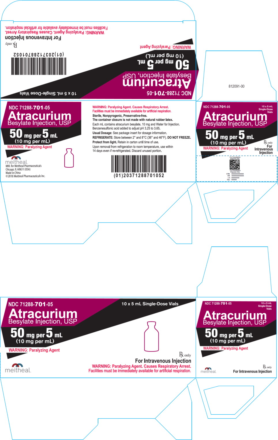 Principal Display Panel – Atracurium Besylate Injection, USP 50 mg Carton
