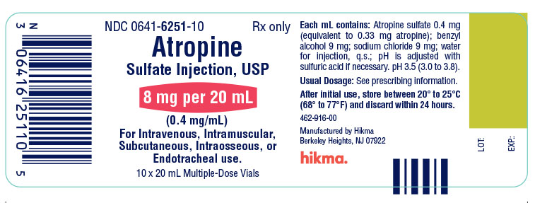 Atropine Sulfate Injection, USP 8 mg per 20 mL Carton Label