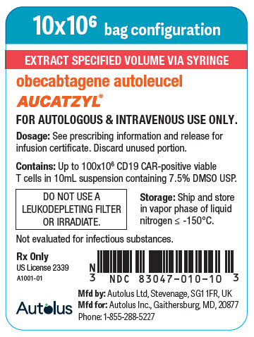 PRINCIPAL DISPLAY PANEL - 10 mL Infusion Bag Label - 10 x 10