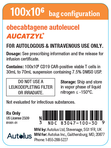 PRINCIPAL DISPLAY PANEL 30 mL to 70 mL Infusion Bag Label - 100 x 10