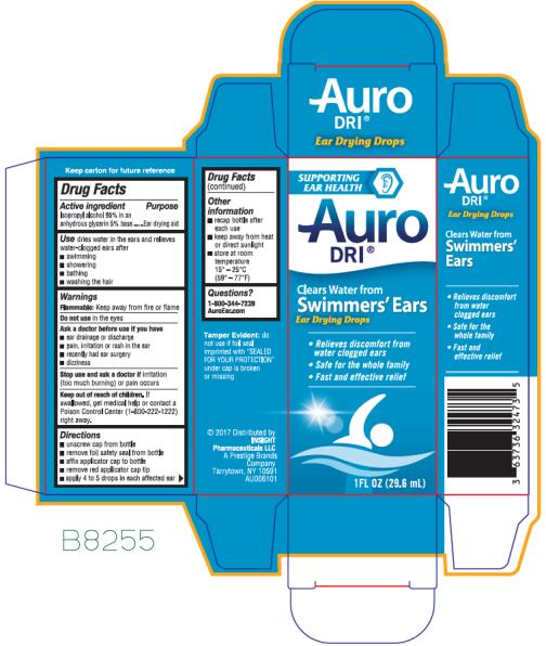 PRINCIPAL DISPLAY PANEL 
29.6 mL Bottle Carton
AURO- 
DRI®
ISOPROPYL ALCOHOL 95% in an
ANHYDROUS GLYCERIN 5% base
– Ear Drying Aid
CLEARS WATER FROM 
SWIMMERS' EARS
Helps relieve clogged ear
discomfort due to bathing,
showering and swimming
Safe for children
1 FL OZ (29.6 mL)
