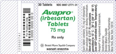 Avapro 75 mg Bottle Label
