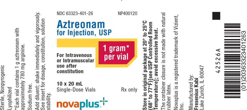 PACKAGE LABEL – PRINCIPAL DISPLAY – Aztreonam 1 gram Single Dose Vial Tray Label
