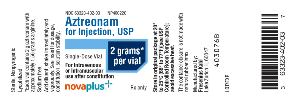 PACKAGE LABEL - PRINCIPAL DISPLAY - Aztreonam 2 grams Single Dos e Vial Label
