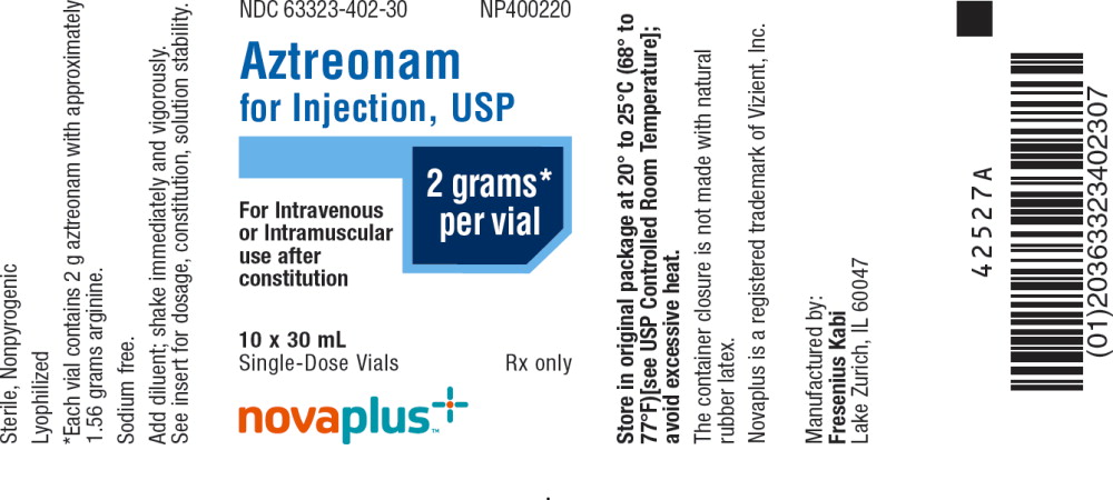 PACKAGE LABEL – PRINCIPAL DISPLAY – Aztreonam 2 grams Single Dose Vial Tray Label
