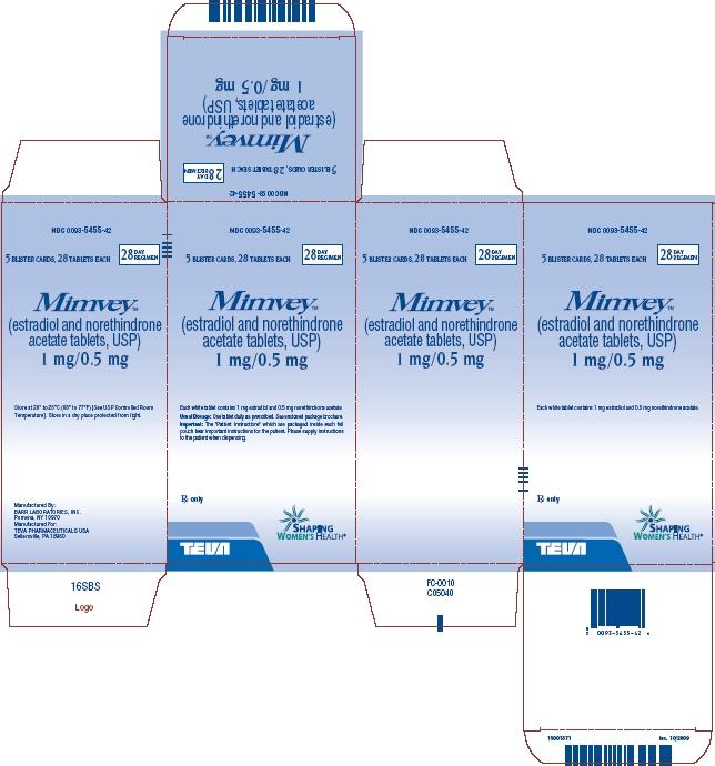 Mimvey (estradiol and norethindrone acetate tablets, USP) 1mg/0.5 mg Carton Label