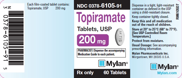 Topiramate Tablets, USP 200 mg Bottle Labels
