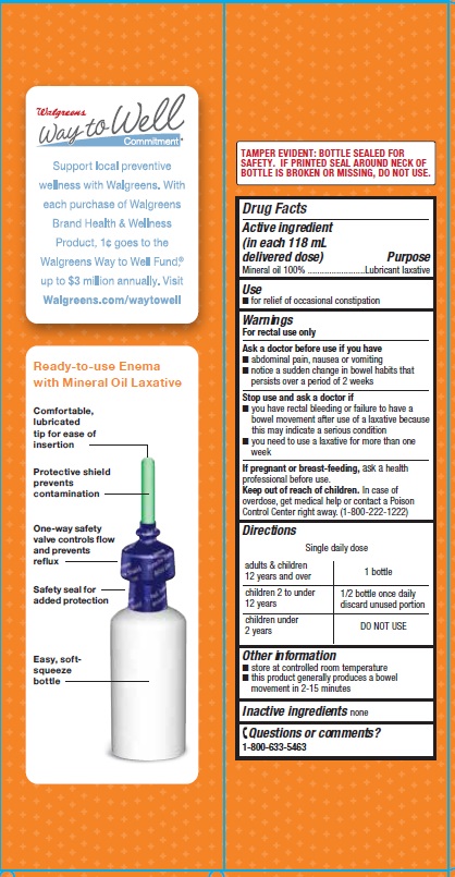 Walgreens Mineral Oil enema Drug Facts and side panel