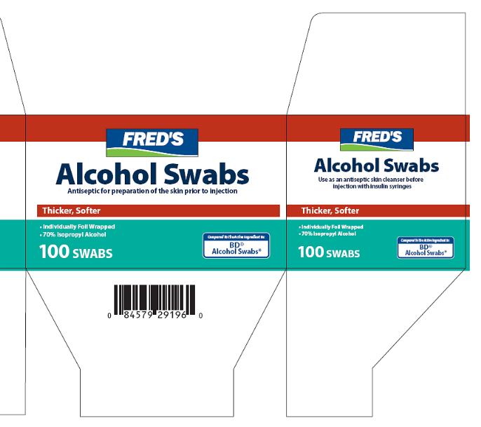 Fred's Alcohol Swabs box -  Front, Side, Bottom