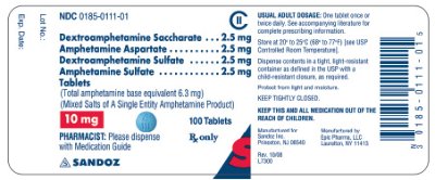 Amphetamine 10 mg x 100 Tablets - Label