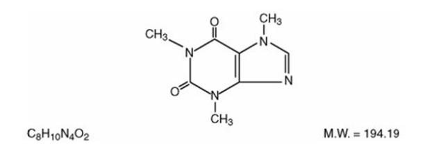 Caffeine (1,3,7-trimethylxanthine), is a central nervous system stimulant. It has the following structural formula: