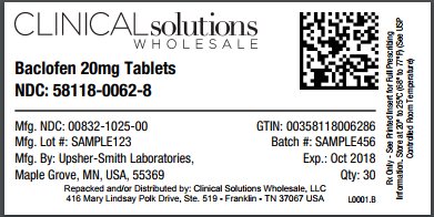 Baclofen 20mg tablet 30 count blister card