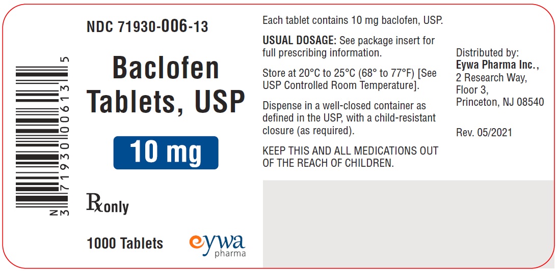 Baclofen Tablets USP 10 mg 1000s