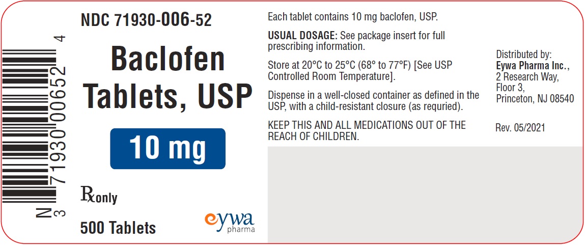 Baclofen Tablets USP 10 mg 500s