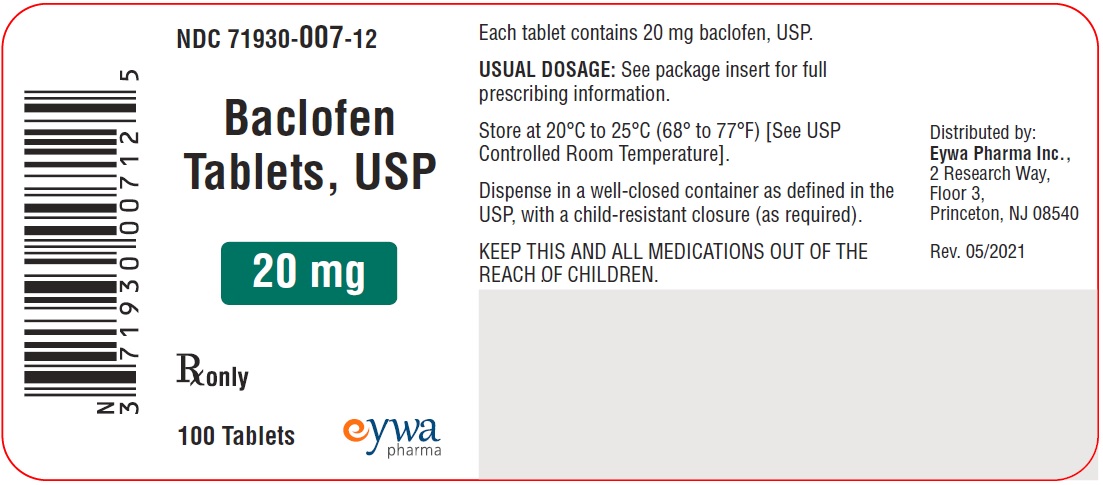 Baclofen Tablets USP 20 mg 100s