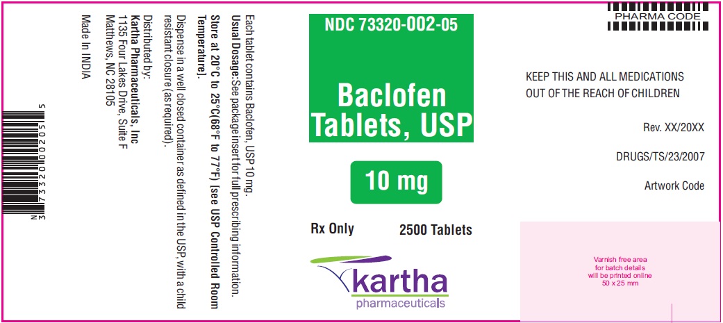 Baclofen Tablets, USP 10 mg - 2500 Tablets