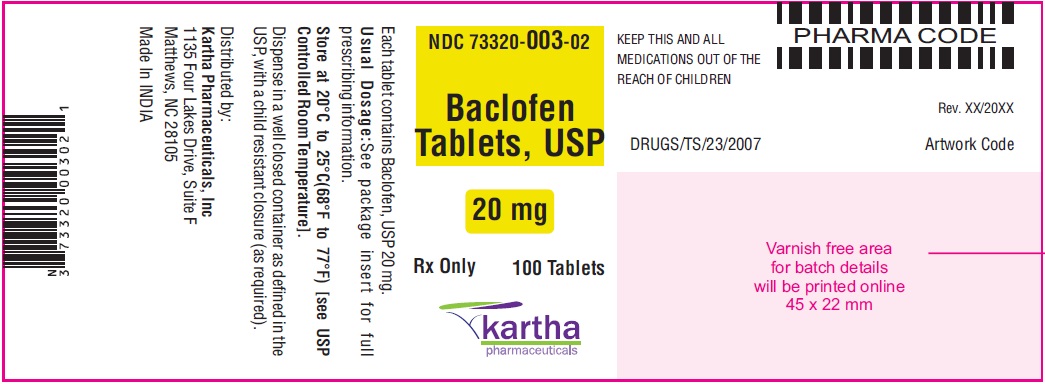 Baclofen Tablets, USP 20 mg - 100 Tablets