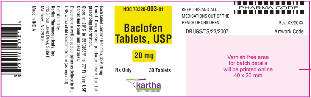 Baclofen Tablets, USP 20 mg - 30 Tablets