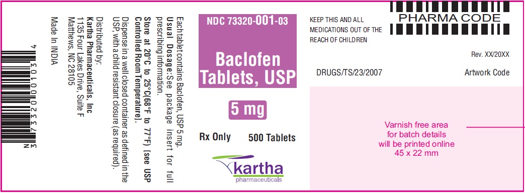 Baclofen Tablets, USP 5 mg - 500 Tablets