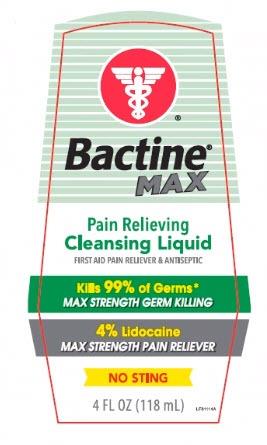 First Aid Pain Reliever & Antiseptic Kills 99% of Germs* Max Strength Germ Killing 4% Lidocaine HCL Max Strength Pain Reliever No Sting 4 FL OZ (118 mL)
