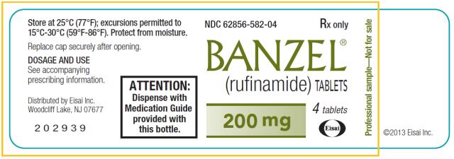 NDC 62856-582-52
BANZEL® 
(rufinamide) TABLETS
200 mg
120 tablets
