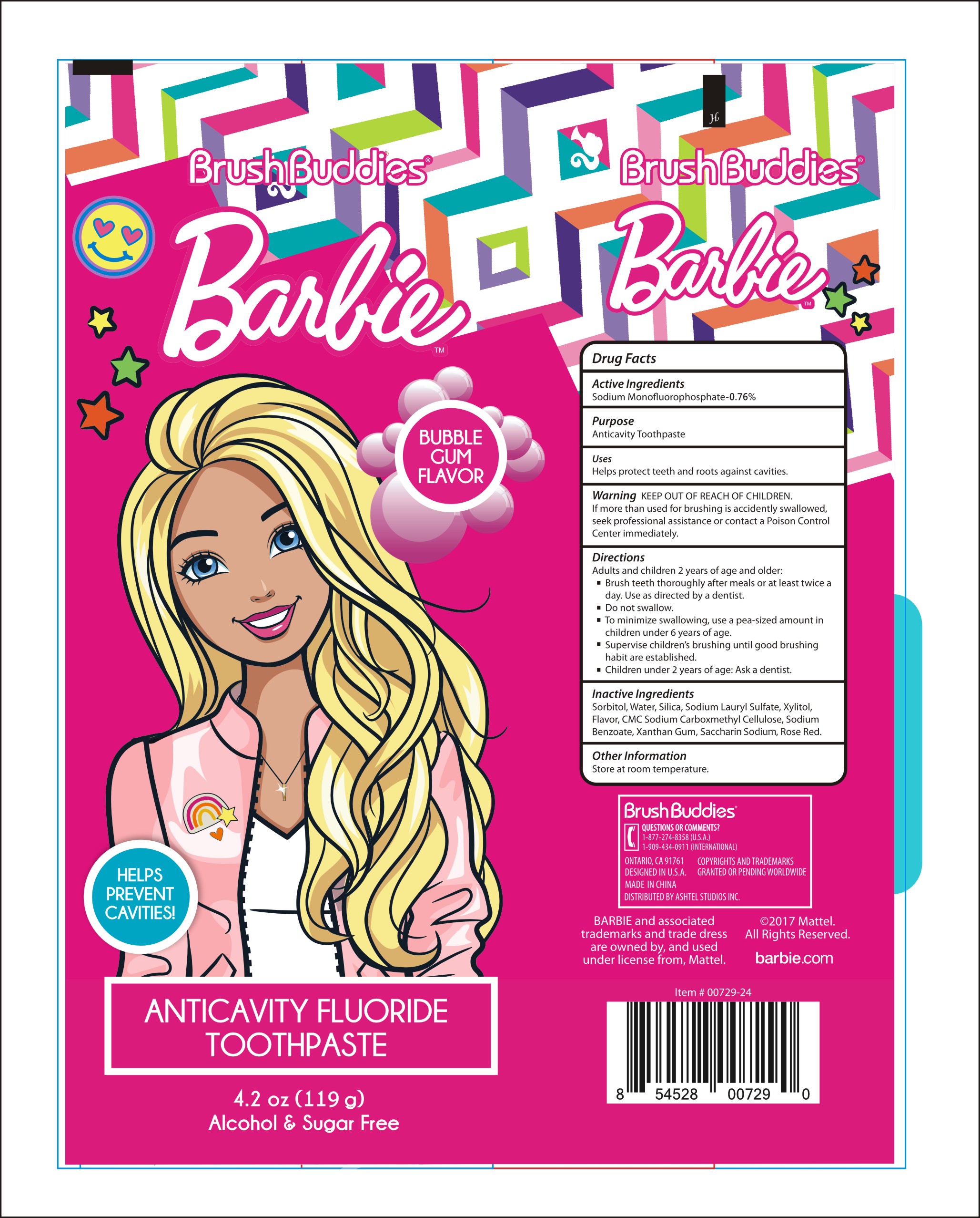 Brushbuddies Barbie Anticavity Fluoridetooth | Sodium Monofluorophosphate Paste, Dentifrice while Breastfeeding