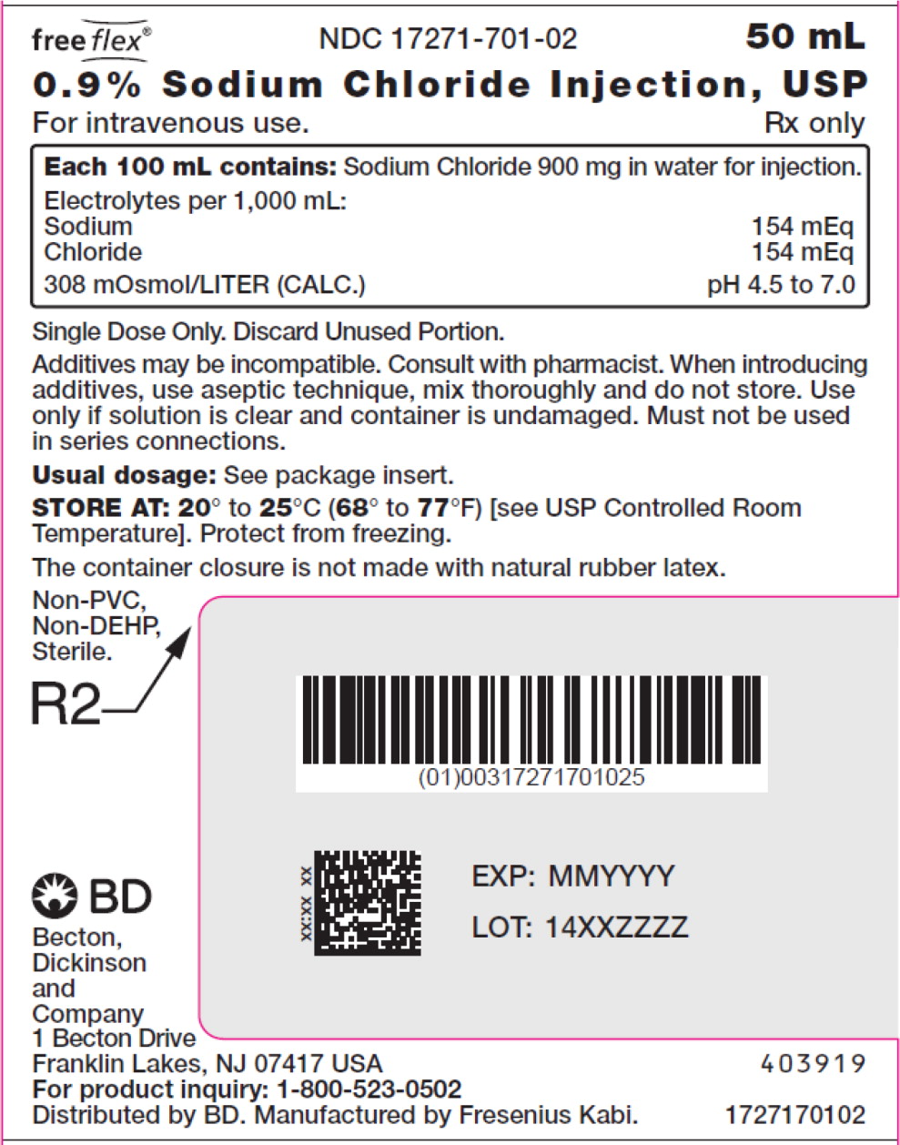 PACKAGE LABEL – PRINCIPAL DISPLAY PANEL – Sodium Chloride 50 mL Bag Label
