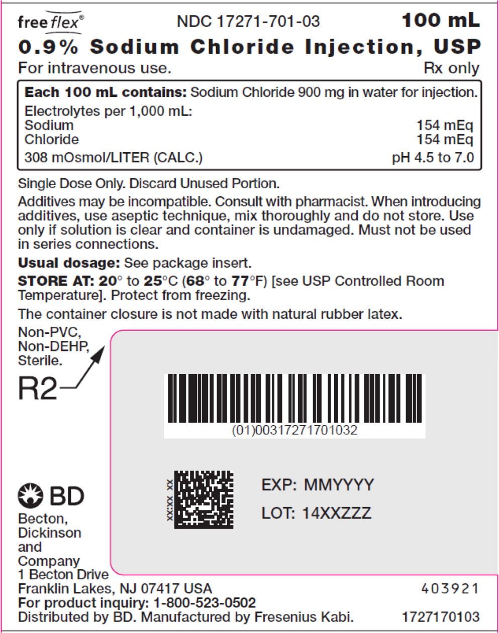 PACKAGE LABEL – PRINCIPAL DISPLAY PANEL – Sodium Chloride 100 mL Bag Label
