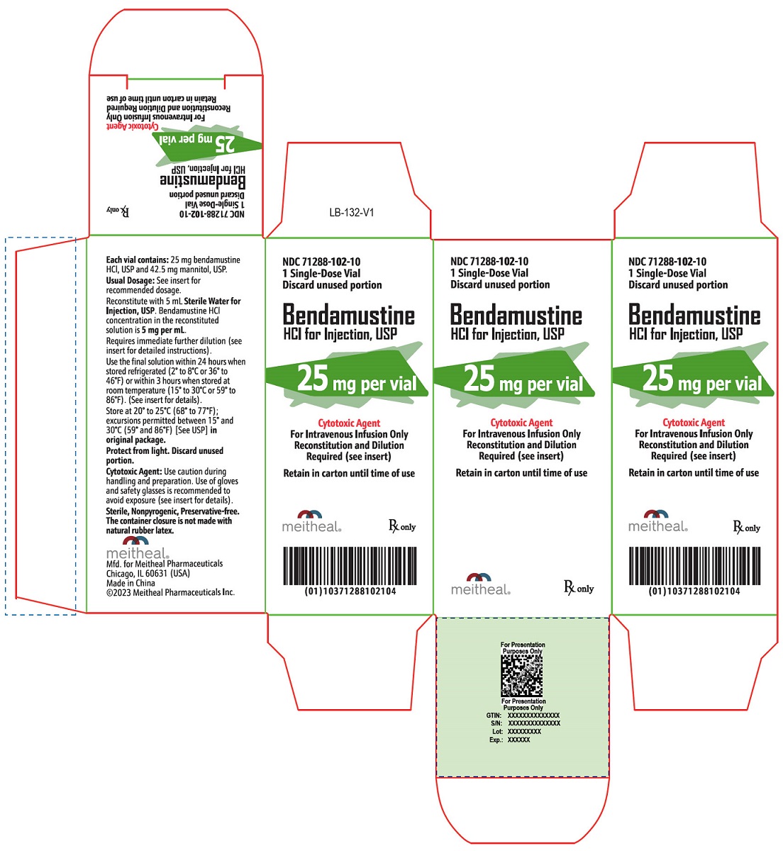 PRINCIPAL DISPLAY PANEL – Bendamustine HCl for Injection, USP 25 mg Carton