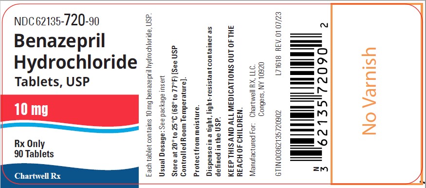 Benazepril Hydrochloride Tablets USP, 5 mg NDC 62135-719-90 - 90's Bottle