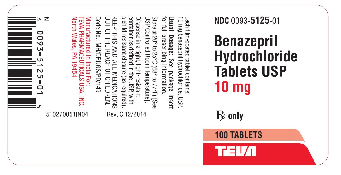 Benazepril Hydrochloride Tablets USP 10 mg 100s Label